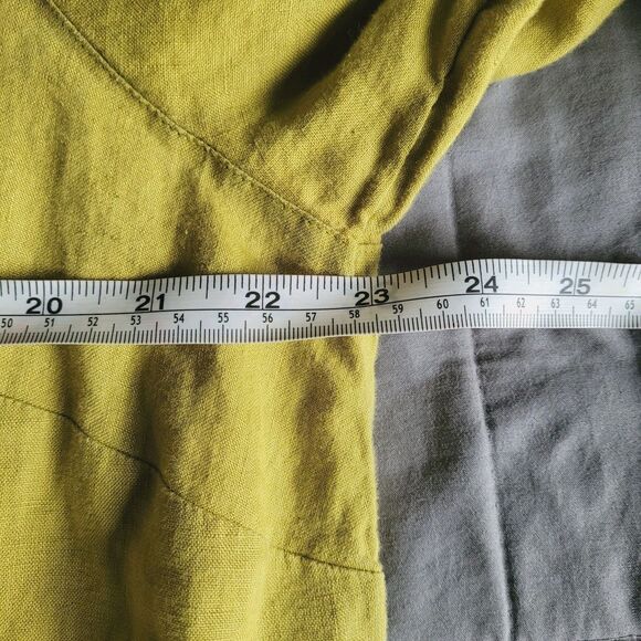 J. Jill Love Linen Women Shirt Size 1x Green Roll Tab Long Sleeve Button Beachy - Picture 4 of 5